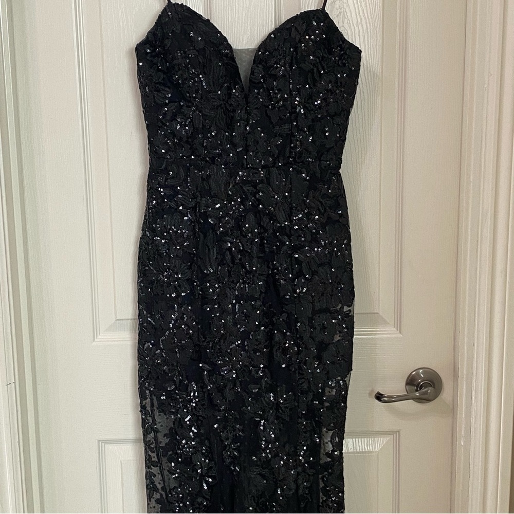 Windsor Livia Sequin Mesh Mermaid Dress Black Junior Size 5/6 - Picture 6 of 15